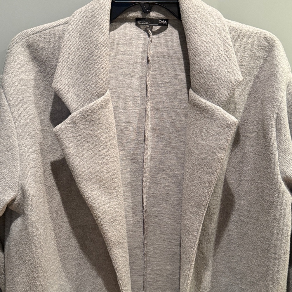 ZARA Chic Light Gray Open Front Coat